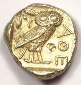 Ancient Athens Greece Athena Owl Tetradrachm Coin (454 - 404 Bc) - Au