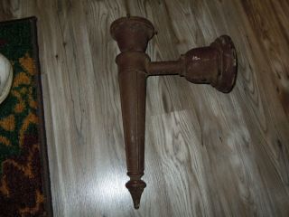 Vintage Antique CAST IRON Metal Wall Sconce Outdoor Light Fixture odd looking 3