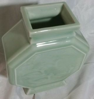 Vintage Chinese Porcelain Celadon Vase Octagon Birds 5