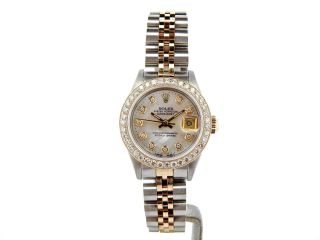 Rolex Datejust Lady 2Tone 18K Gold Steel Watch MOP Diamond Dial 1ct Bezel 69173 2