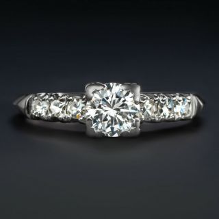 Platinum F Vs Very Good Cut Vintage Round Diamond Engagement Ring Estate Classic
