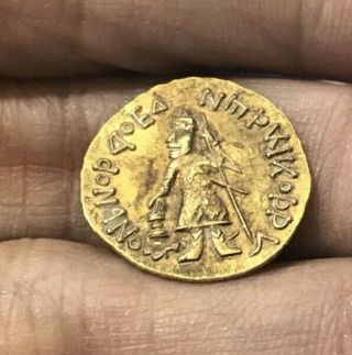 Ancient Kanishka King Holding Lamp Buddha Solid 18k Gold COIN 6