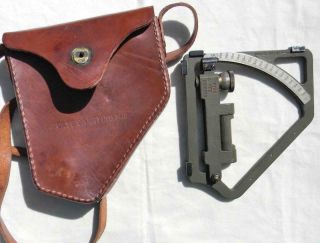 Ww2 Us Army 1942 Artillery M1 Gunners Quadrant,  Early Leather M18 Carrying Case