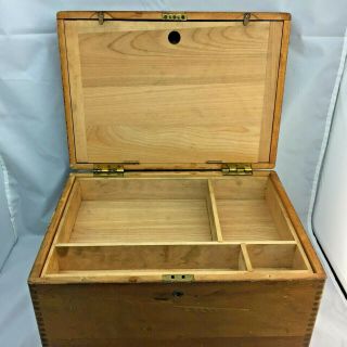 N - 119 Antique Vintage Wood Desk Writing Storage Travel Chest 13 5/8x9 3/4x8 3/4 "