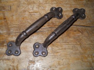 2 Large Cast Iron Antique Style Rustic Barn Handle,  Gate Pull,  Shed Door Handles