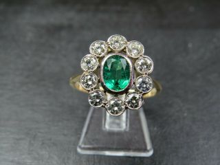 Fine 18ct Gold 1 Carat Emerald & 1 Carat Diamond Ring C.  2000