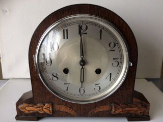 Vintage Haller Art Deco Chiming Mantle Clock With Key Order Vgc