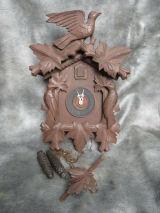 A Good Complete Antique Black Forest Cuckoo Clock To Restore