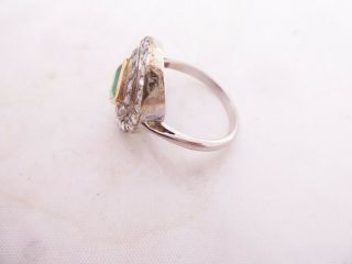 18ct gold emerald rose cut diamond ring,  art deco cluster 18k 750 4