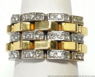 Chimento 18k Fine Diamond Ring Yellow White Gold Flex Link Designer Band 14.  5gr