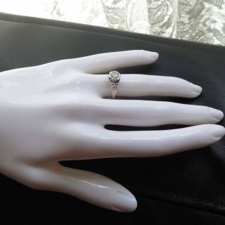 1920s / 30s Art Deco Vintage Engagement Ring,  0.  45 Carat Cushion Old Cut Diamond 10