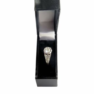 1920s / 30s Art Deco Vintage Engagement Ring,  0.  45 Carat Cushion Old Cut Diamond 2