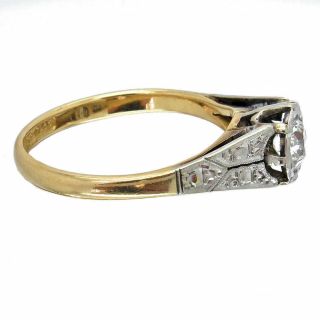 1920s / 30s Art Deco Vintage Engagement Ring,  0.  45 Carat Cushion Old Cut Diamond 6