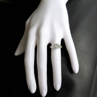 1920s / 30s Art Deco Vintage Engagement Ring,  0.  45 Carat Cushion Old Cut Diamond 9