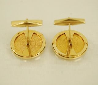 Vintage 18K Yellow Gold Cufflinks w/ 22K Saudi Arabia 1 Guinea Coin - 26.  3g 3
