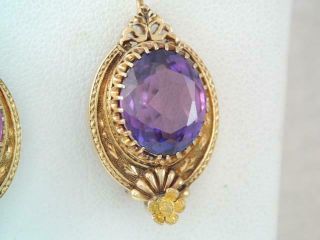 ANTIQUE VICTORIAN LG SOLID 14K GOLD COLOR CHANGING SAPPHIRE EARRINGS LONG WIRES 2