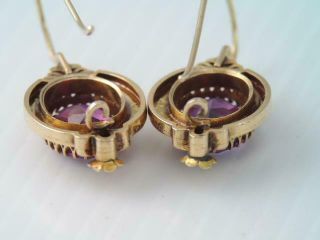 ANTIQUE VICTORIAN LG SOLID 14K GOLD COLOR CHANGING SAPPHIRE EARRINGS LONG WIRES 7