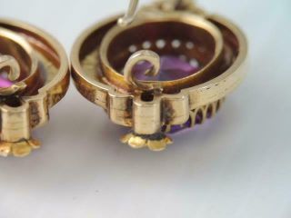 ANTIQUE VICTORIAN LG SOLID 14K GOLD COLOR CHANGING SAPPHIRE EARRINGS LONG WIRES 8
