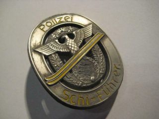 German mountain police badge for skiing soldier WW II rare medal marker back 2