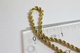 25 gram Solid 14K gold marked 28in long 3mm thick Flawless twist chain necklace 6