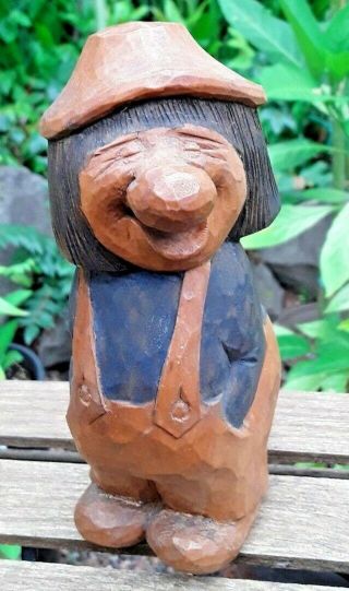 Scandinavian Sweden Hand Carved Wooden Troll Signed,  Bengt Brask,