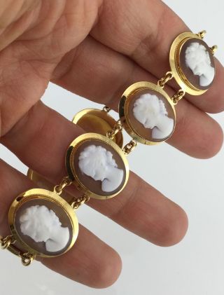 Vintage Cameo Bracelet Antique Victorian 18kt 750 Yellow Gold Fit 