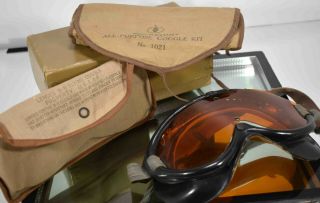Army Air Forces B - 8 Flying Goggles W/box,  Lenses,  & Instructions