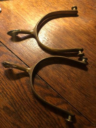 Vintage 1800’s Brass Spurs W/ Wheels—nice Large Spurs - Hand Wrought With Rivets