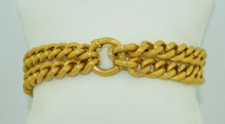 15k Buttery Yellow Gold Double Link Victorian Curb Chain Bracelet Necklace