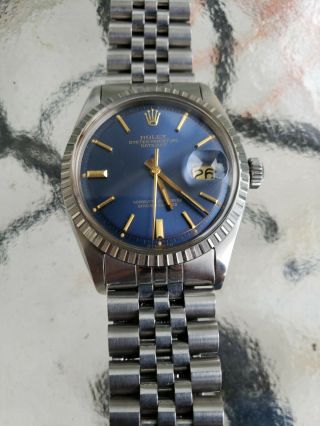 Rolex Datejust Mens Stainless Steel & 18k White Gold Blue Watch Jubilee