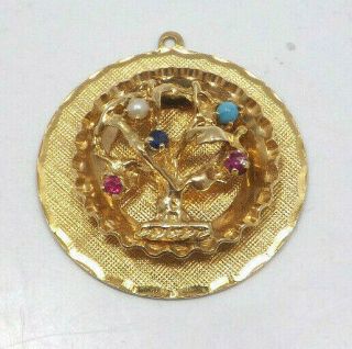 Vintage 14k Gold Tree Of Life Large Charm Or Pendant,  9.  6 Grams