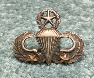 Post Wwii Airborne Master Parachutist Jump Wing Meyer Sterling 2 Combat Stars