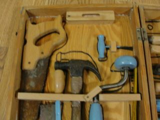 Vintage Handy Andy Carpenters Tool Set 602 w/wood case nearly complete 5