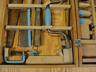 Vintage Handy Andy Carpenters Tool Set 602 w/wood case nearly complete 6