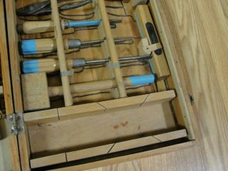 Vintage Handy Andy Carpenters Tool Set 602 w/wood case nearly complete 8