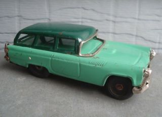 Rare 1950s? Japan Friction Tin Two - Tone Green Station Wagon 5 " Japanese Toy