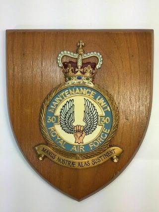 Vintage Royal Air Force Raf - 30th Maintenance Unit - Squadron Shield Plaque