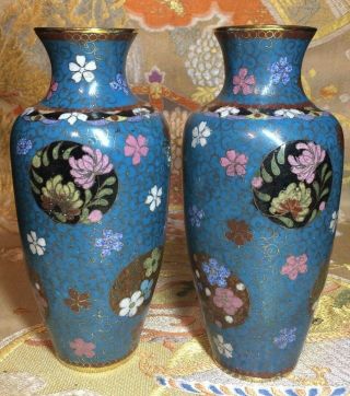 fine true antique Japanese cloisonne vases.  Meiji.  c 1900 6 
