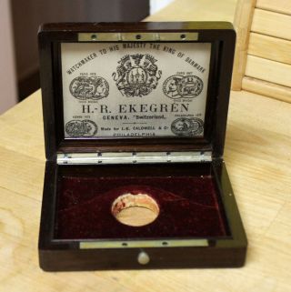 H.  R.  Ekegren Geneva 18k Gold Pocket Watch Wood Case Fancy First 50.  00 Takes It