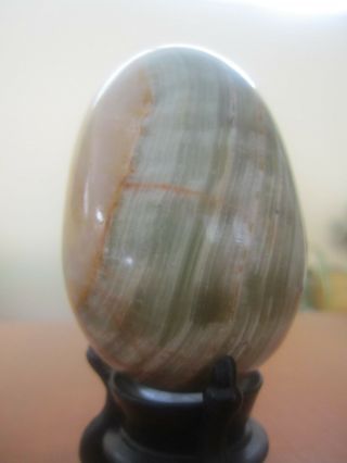 Antique Chinese Qing Dynasty Jade Boulder Egg With Stand.  Ancient Stone