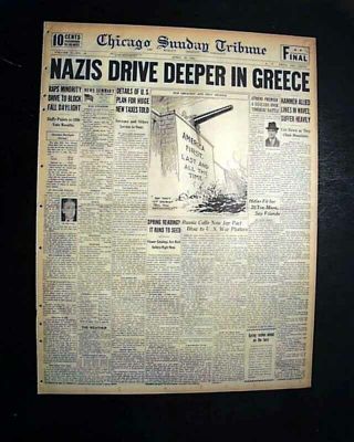 Nazis Invasion Of Greece Mount Olympus Capture 1941 World War Ii Old Newspaper