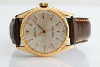 Vintage Rolex Oyster Perpetual Ref 6084 18k Yellow Gold Bubleback Wristwatch