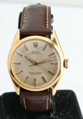 Vintage Rolex Oyster Perpetual Ref 6084 18k Yellow Gold Bubleback Wristwatch 4