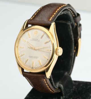 Vintage Rolex Oyster Perpetual Ref 6084 18k Yellow Gold Bubleback Wristwatch 5