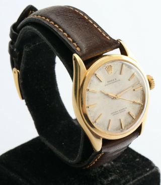 Vintage Rolex Oyster Perpetual Ref 6084 18k Yellow Gold Bubleback Wristwatch 6