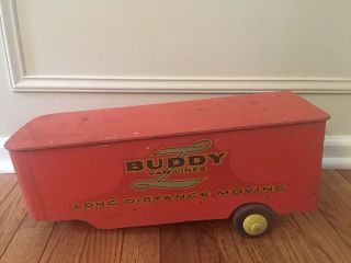 1940s Buddy L Wooden Van Lines Long Distance Moving Trailer Vintage Wood Toy