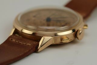 Vintage Eberhard 18K Rose Gold Mechanical Chronograph Watch Circa 1940s 37mm 11
