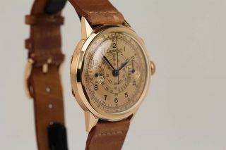 Vintage Eberhard 18K Rose Gold Mechanical Chronograph Watch Circa 1940s 37mm 3