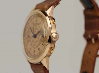 Vintage Eberhard 18K Rose Gold Mechanical Chronograph Watch Circa 1940s 37mm 4