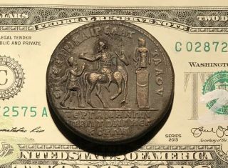 Ancient Roman Coin Caracalla Rome Xl Victory Medallion Horse Warriors 90ad Relic